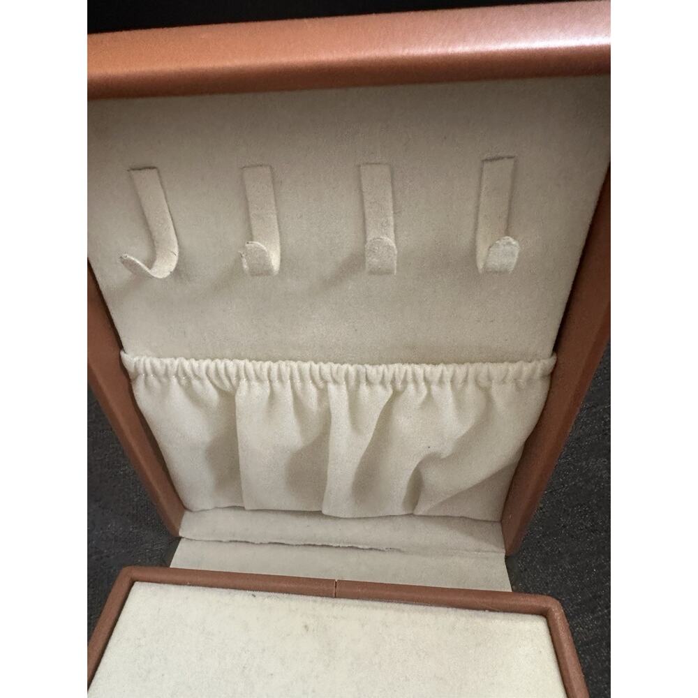 Travel Jewelry Box Case Mirror Handle Necklace Hooks Compartments Brown Black - Picture 7 of 12